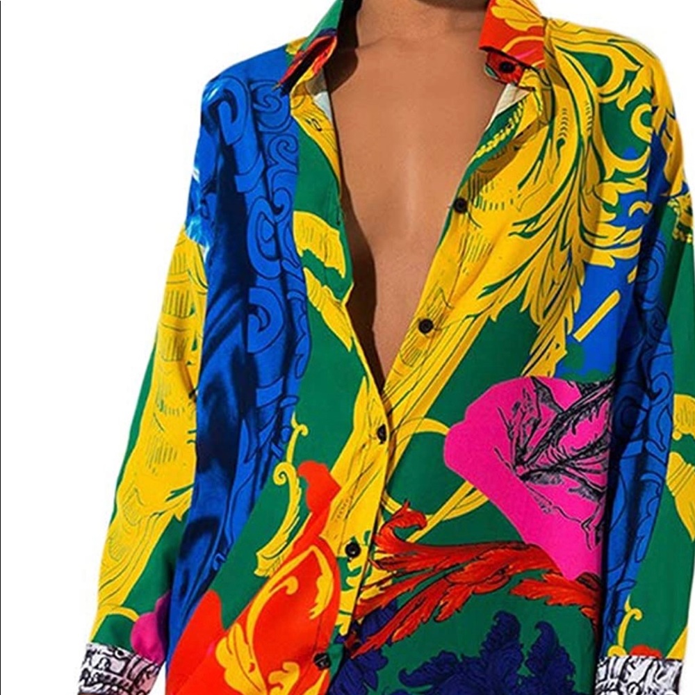 Multicolor button down shirt